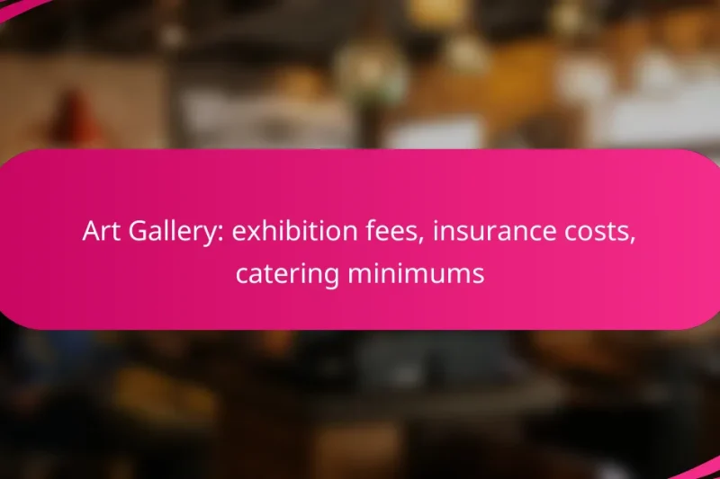 Art Gallery: exhibition fees, insurance costs, catering minimums